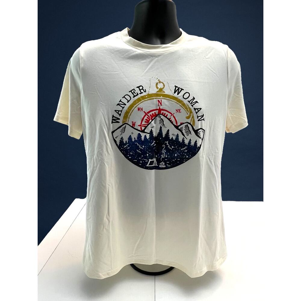 Wander Woman Compass Adventure T-Shirt | Camping‎ Graphic Tee | Size L Polyester